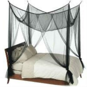 Black 4-Post Canopy Bed Mesh Netting Net - Fits size Full Queen and King